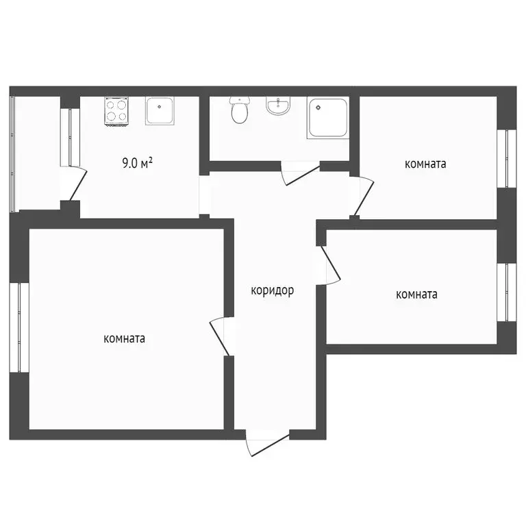 3-комнатная квартира: Черногорск, улица Дзержинского, 8 (55 м) - Фото 0