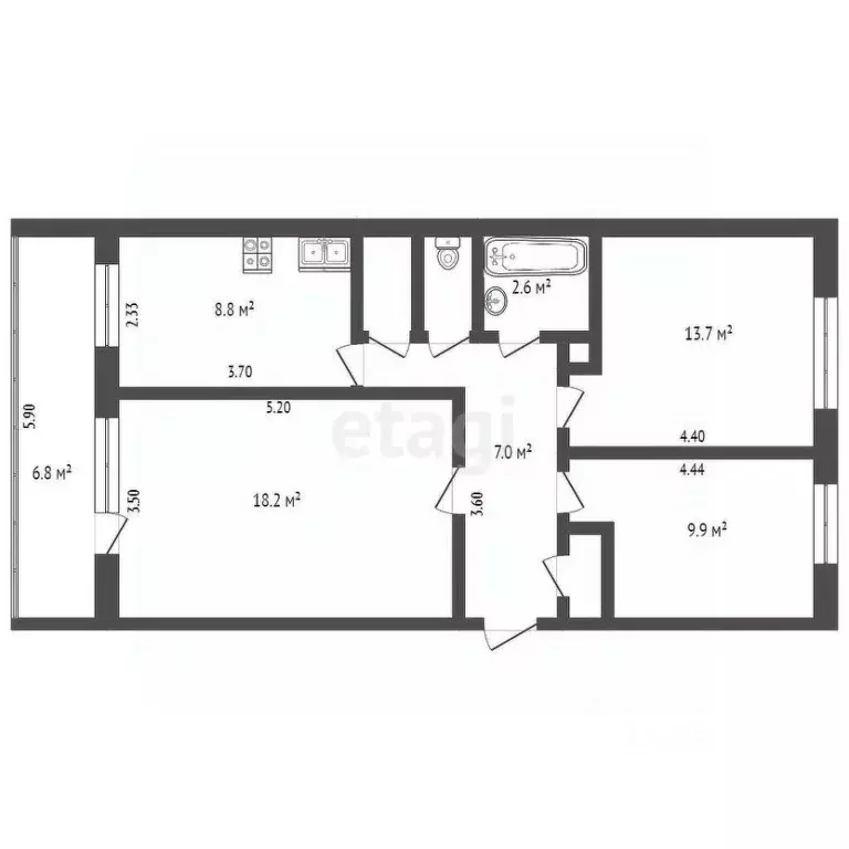3-к кв. Крым, Раздольное пгт ул. Калинина, 44А (63.7 м) - Фото 2