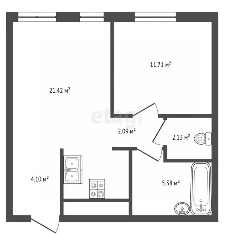 1-к кв. Санкт-Петербург наб. Черной речки, 35 (46.8 м) - Фото 2