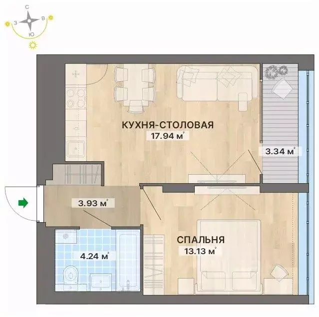 1-к кв. Свердловская область, Екатеринбург пер. Ударников, 33 (42.58 ... - Фото 0