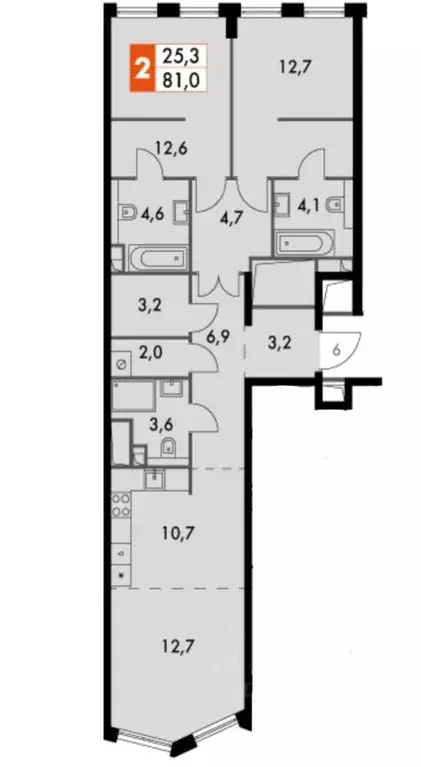 2-к кв. Москва Сидней Сити жилой комплекс, к5/1 (81.0 м) - Фото 0