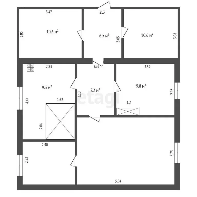 2-комнатная квартира: деревня Юркино, 57 (55.9 м) - Фото 0
