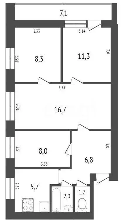 Квартира, 4 комнаты, 78 м - Фото 1