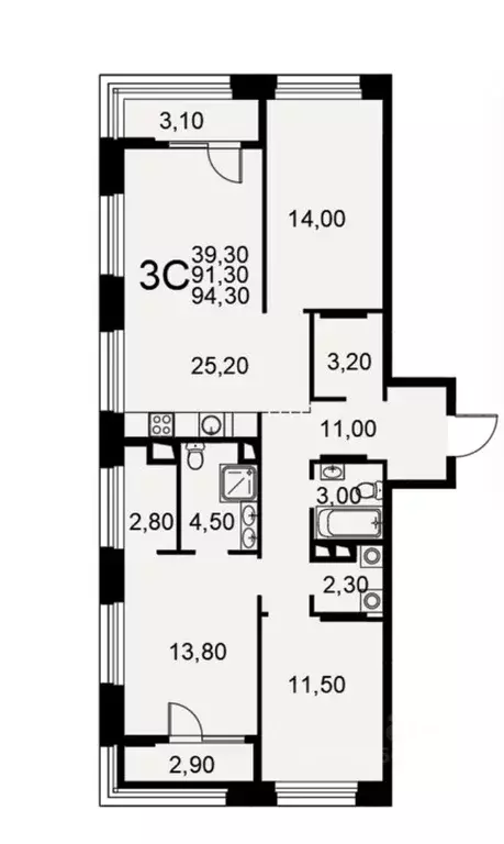 3-к кв. Рязанская область, Рязань Московское ш., 49к1 (94.3 м) - Фото 0