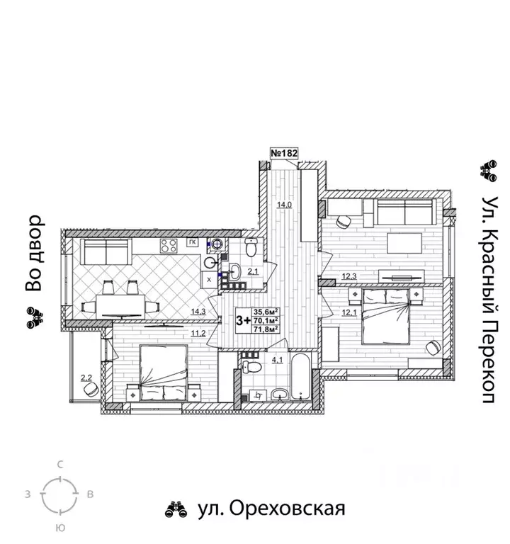 3-к кв. Нижегородская область, Нижний Новгород Смородина жилой ... - Фото 1