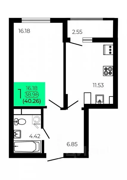 1-к кв. Воронежская область, Воронеж Оникс жилой комплекс (40.26 м) - Фото 1