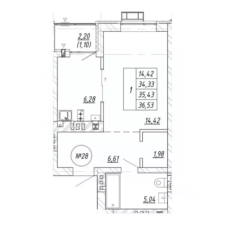 1-к кв. Калининградская область, Зеленоградск  (36.53 м) - Фото 1