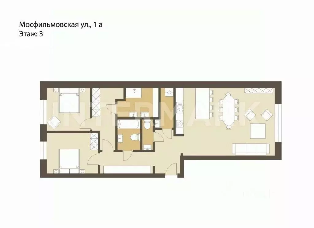 3-к кв. Москва Мосфильмовская ул., 1А (110.9 м) - Фото 1