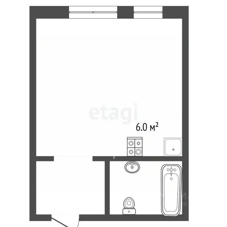 Студия Тюменская область, Тюмень Полевая ул., 117к4 (25.6 м) - Фото 2