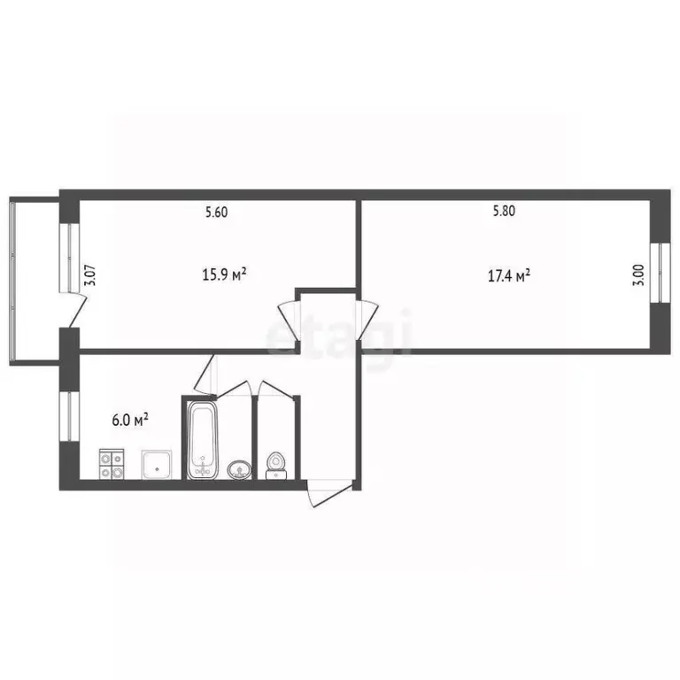 2-к кв. Вологодская область, Вологда ул. Пирогова, 47 (44.3 м) - Фото 1