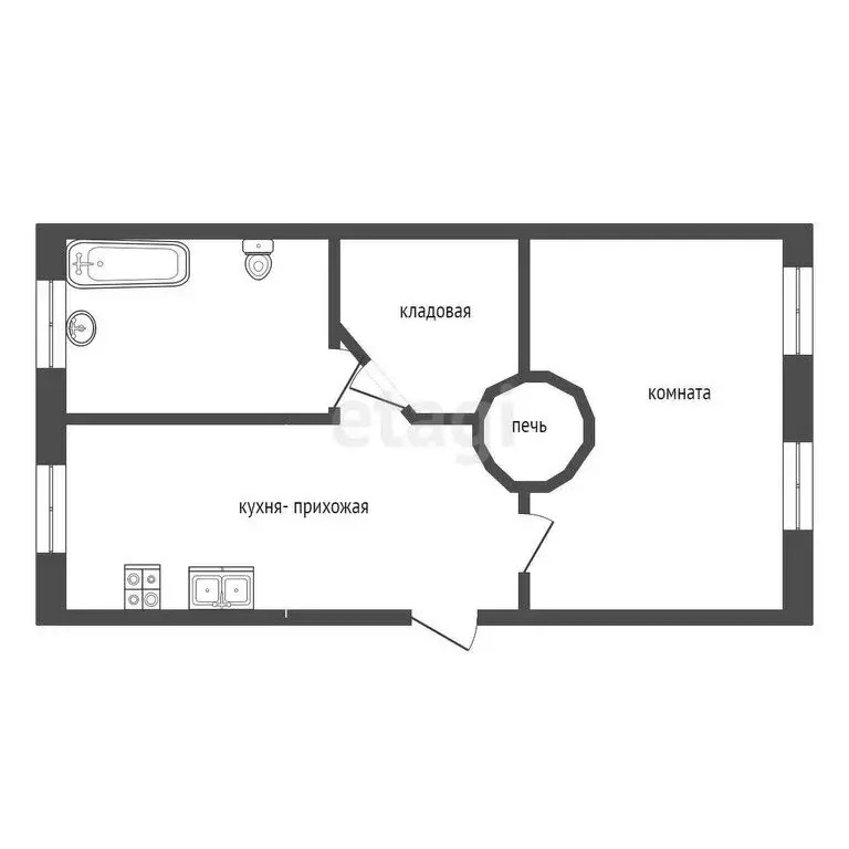 1-комнатная квартира: Туринск, улица Пущина, 21 (29.9 м) - Фото 0