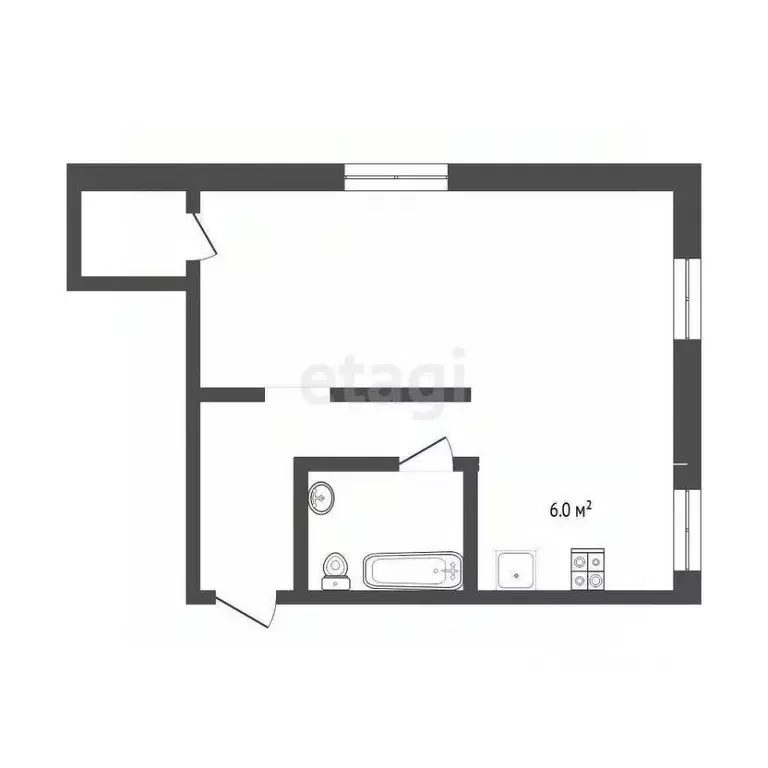 1-к кв. Тюменская область, Тюмень Рижская ул., 55 (32.3 м) - Фото 2