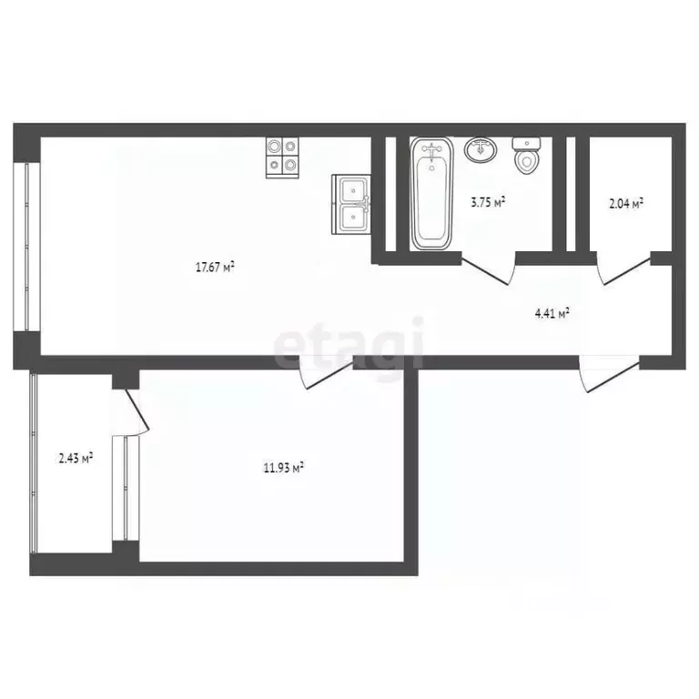 1-к кв. Тюменская область, Тюмень ул. Щербакова, 136 (40.4 м) - Фото 1