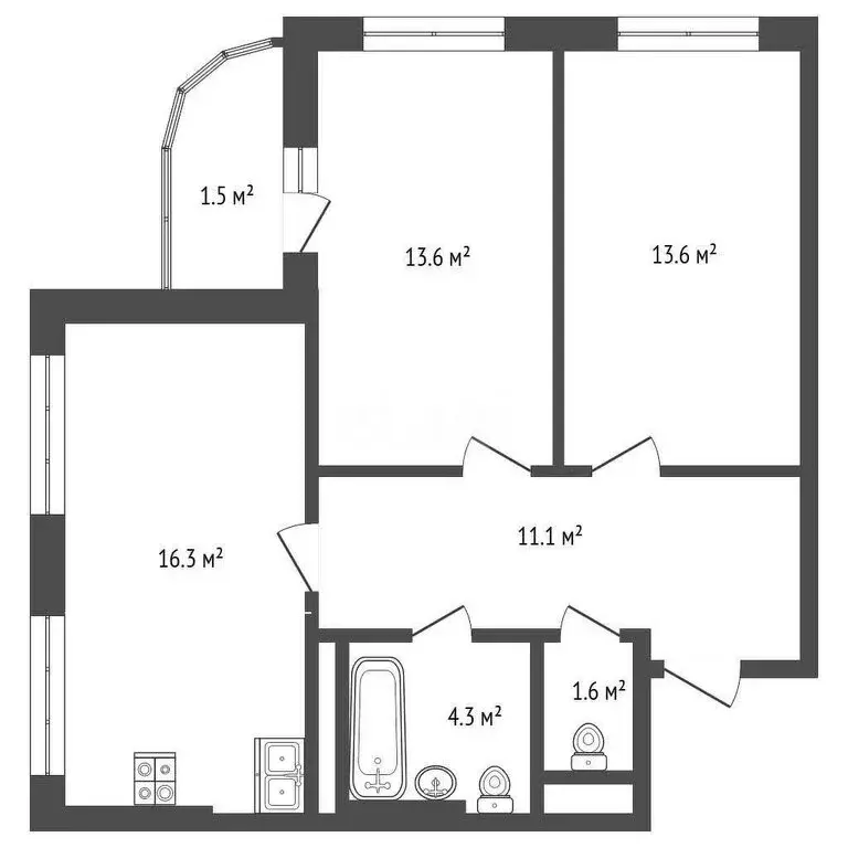 2-комнатная квартира: Ижевск, улица Софьи Ковалевской, 3 (60.7 м) - Фото 0