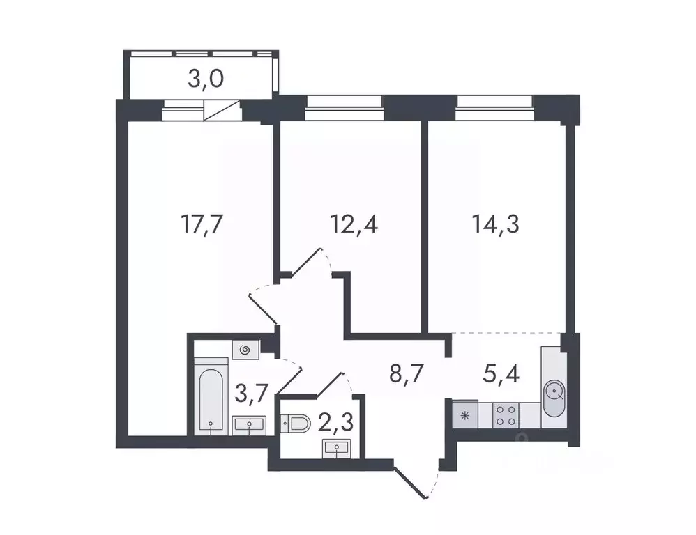 3-к кв. кировская область, киров ул. чистопрудненская, 13 (67.5 м) - Фото 0