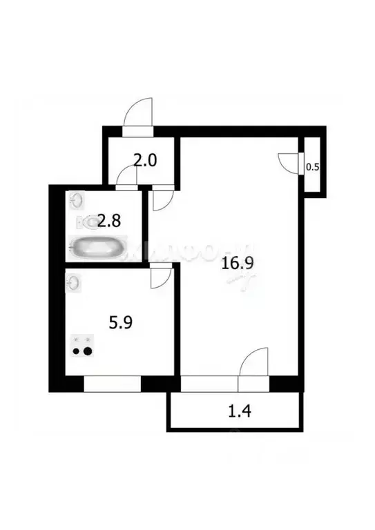 1-к кв. Новосибирская область, Новосибирск ул. Титова, 19 (29.0 м) - Фото 0