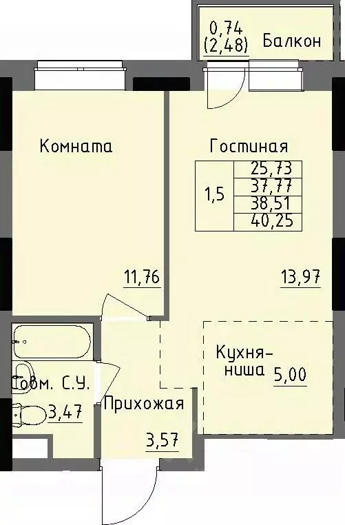 1-к кв. Удмуртия, Ижевск Строитель жилрайон, 4-й мкр,  (38.51 м) - Фото 0