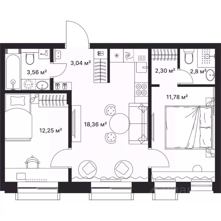 2-к кв. Владимирская область, Киржач ул. Свердлова, 10А (54.0 м) - Фото 1
