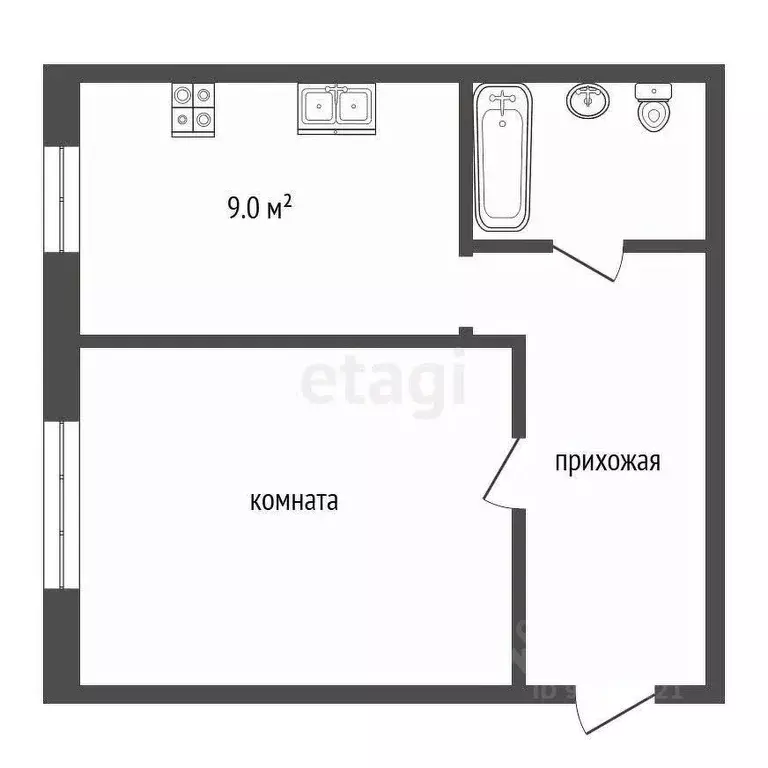 1-к кв. Кемеровская область, Прокопьевск Городская ул., 139 (33.3 м) - Фото 2