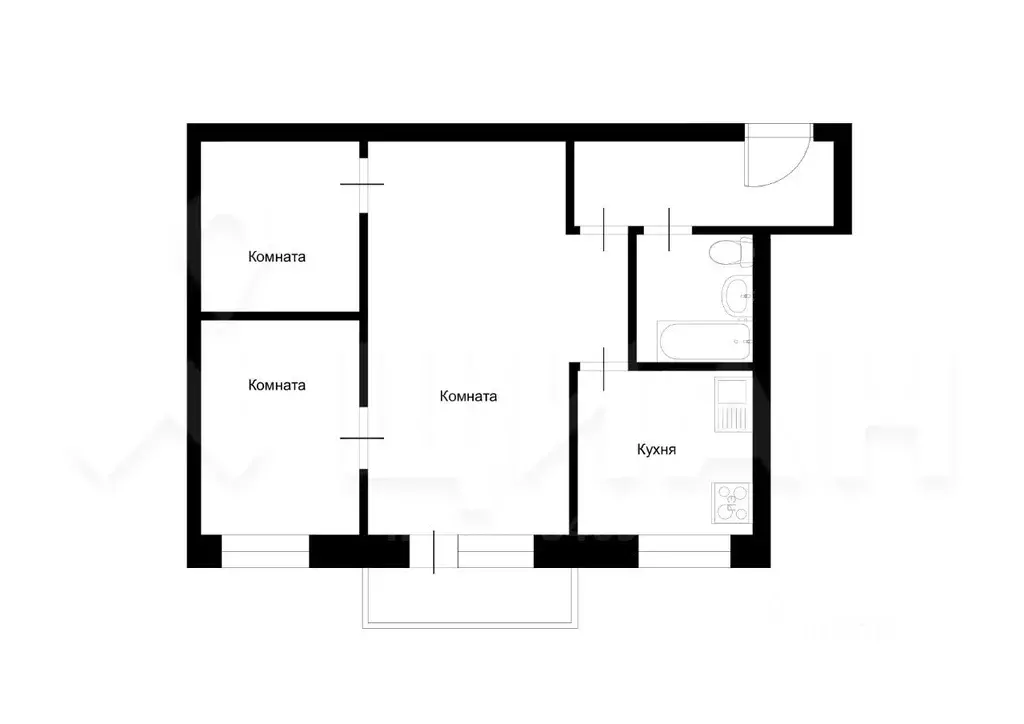 3-к кв. Татарстан, Альметьевск ул. Гафиатуллина, 18 (47.3 м) - Фото 1