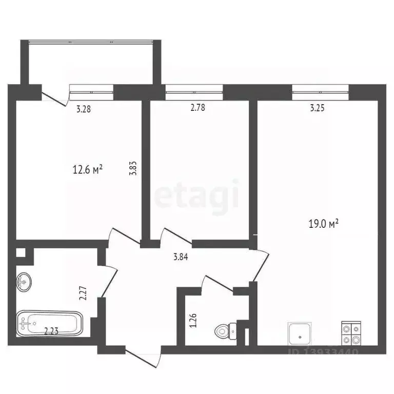 2-к кв. Тюменская область, Тюмень ул. Фармана Салманова, 12 (58.2 м) - Фото 2