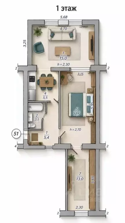 2-к кв. Севастополь просп. Генерала Острякова, 125 (60.0 м) - Фото 1
