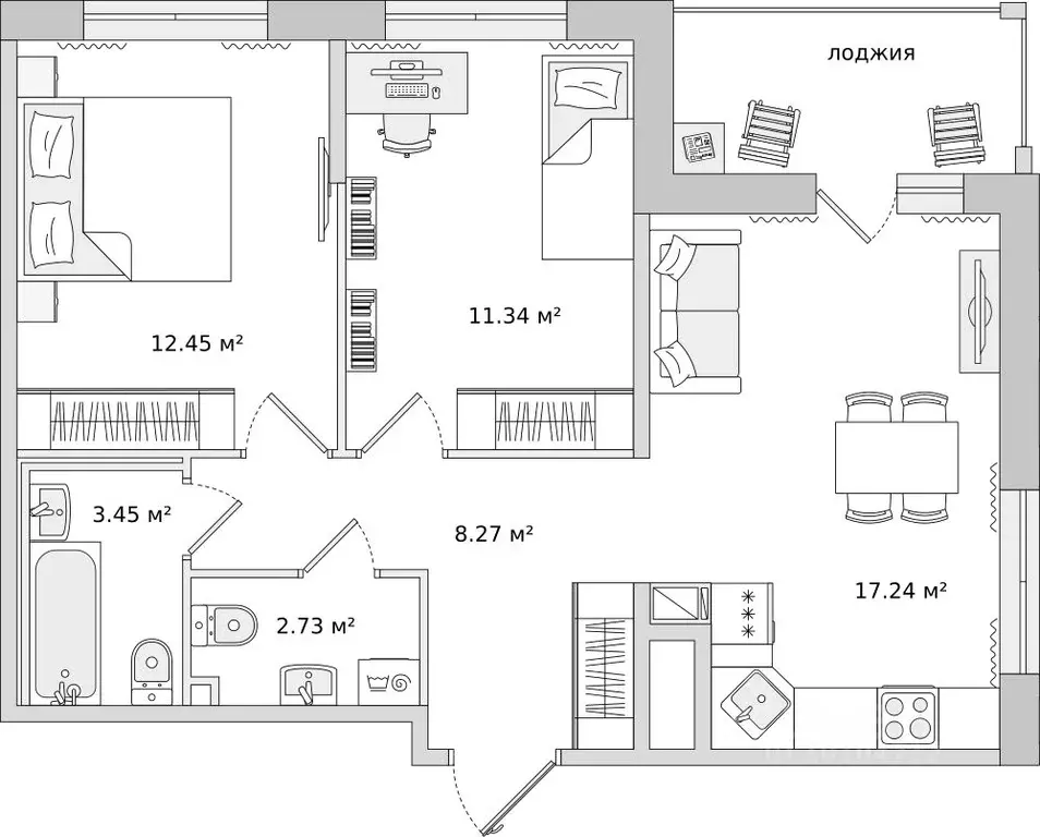 2-к кв. Санкт-Петербург ул. Плесецкая, 24 (60.92 м) - Фото 0