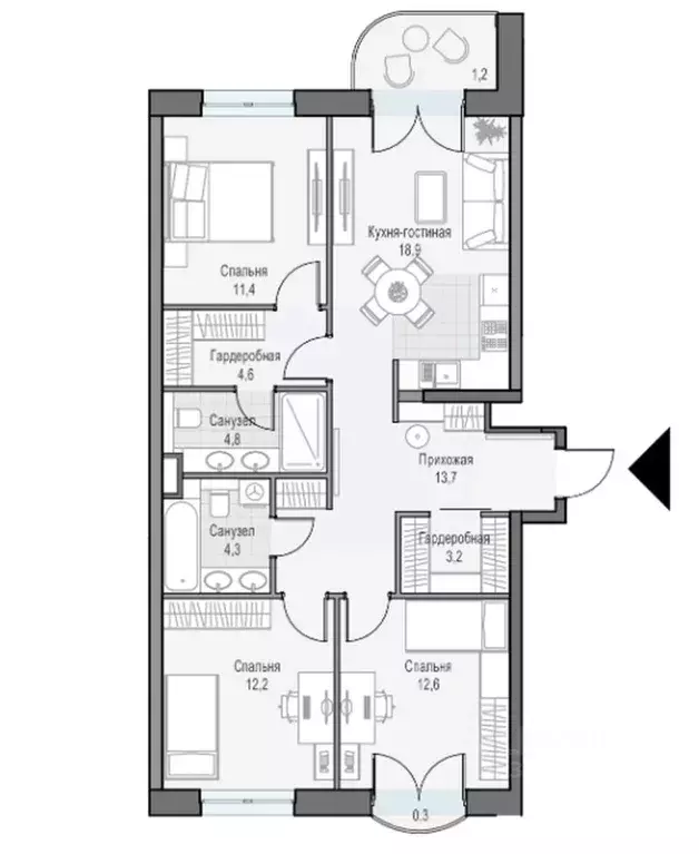 3-к кв. Москва ул. Академика Королева, 21 (87.0 м) - Фото 1