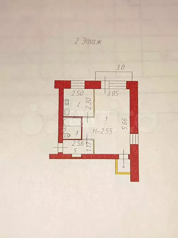 1-к. квартира, 31,2 м, 2/3 эт. - Фото 0