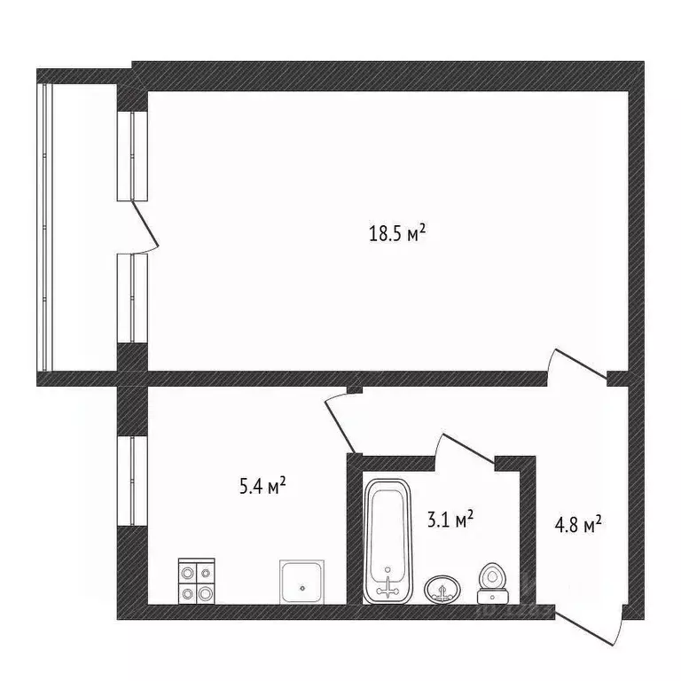 1-к кв. Нижегородская область, Нижний Новгород Сормовское ш., 10 (30.9 ... - Фото 2