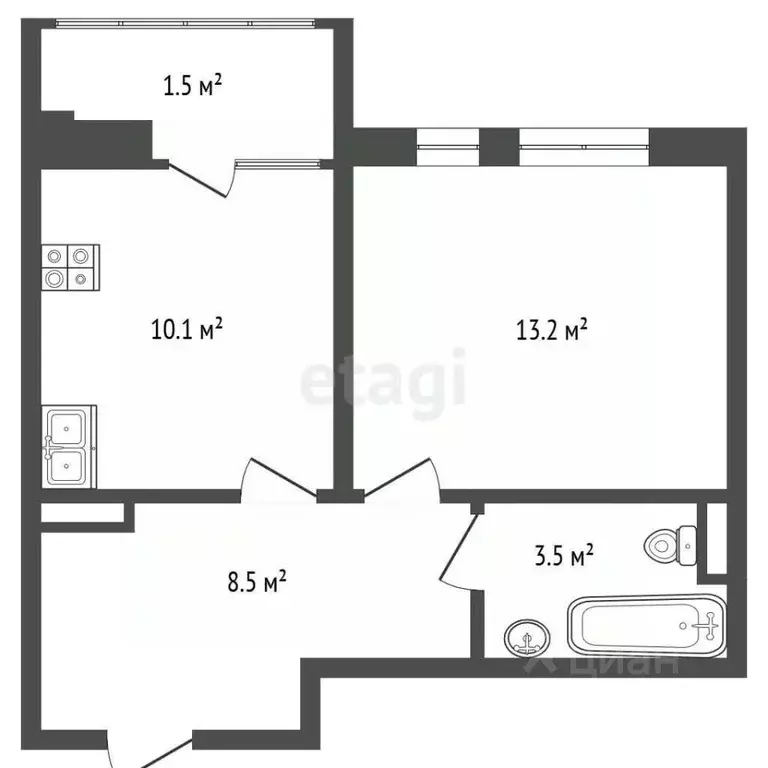 1-к кв. Ставропольский край, Пятигорск ул. Нежнова (35.3 м) - Фото 2