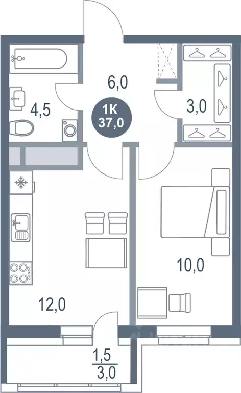 1-к кв. Московская область, Котельники Новые Котельники мкр, 11 (37.0 ... - Фото 1