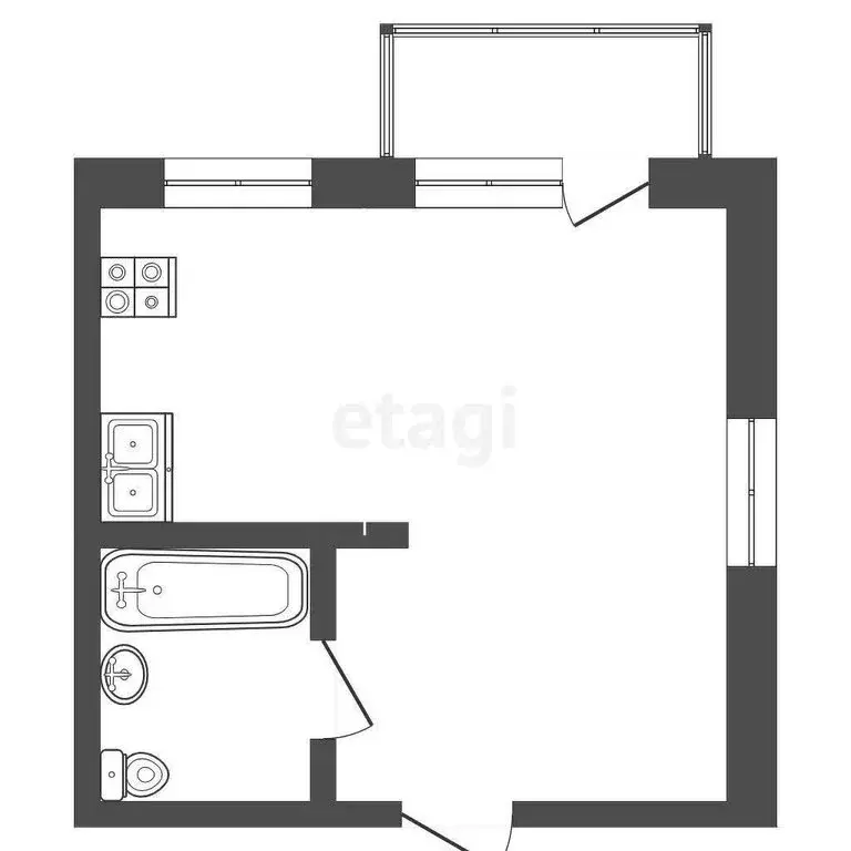 1к в -комнатной квартире (23.9 м) - Фото 0