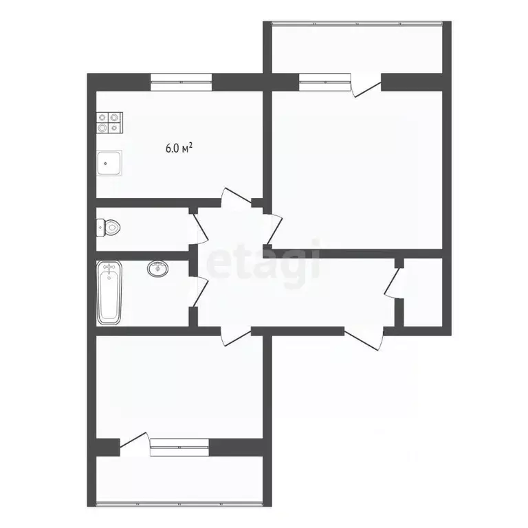 2-к кв. Ростовская область, Таганрог Дачная ул., 75 (48.5 м) - Фото 2