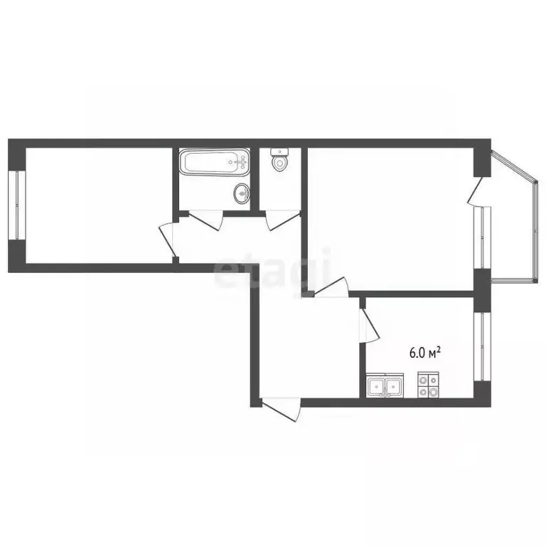 2-к кв. Ханты-Мансийский АО, Нягань 1-й мкр, 43 (48.8 м) - Фото 2