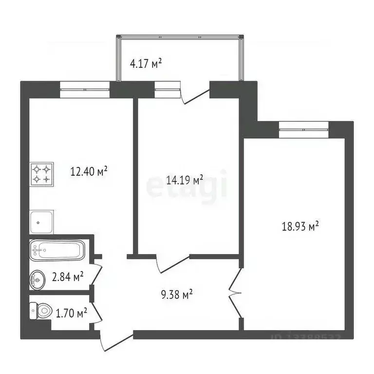 2-к кв. Красноярский край, Красноярск ул. Светлова, 12 (60.69 м) - Фото 2
