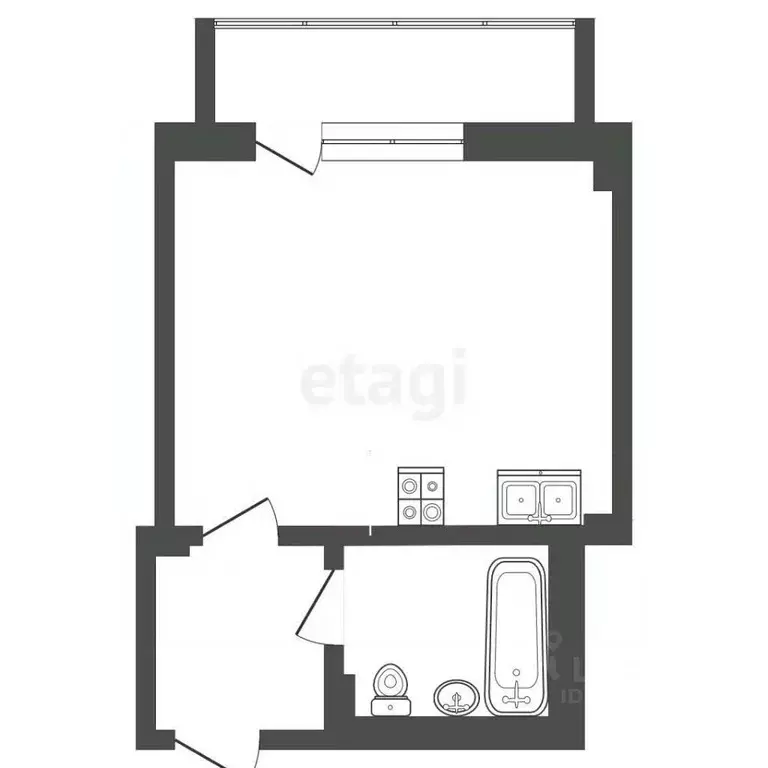 Студия Тюменская область, Тюмень ул. Николая Никитина, 12 (26.7 м) - Фото 1