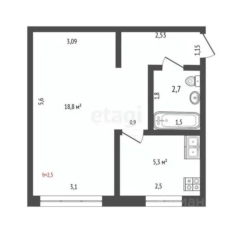 1-к кв. Мордовия, Саранск просп. Ленина, 3 (29.9 м) - Фото 0