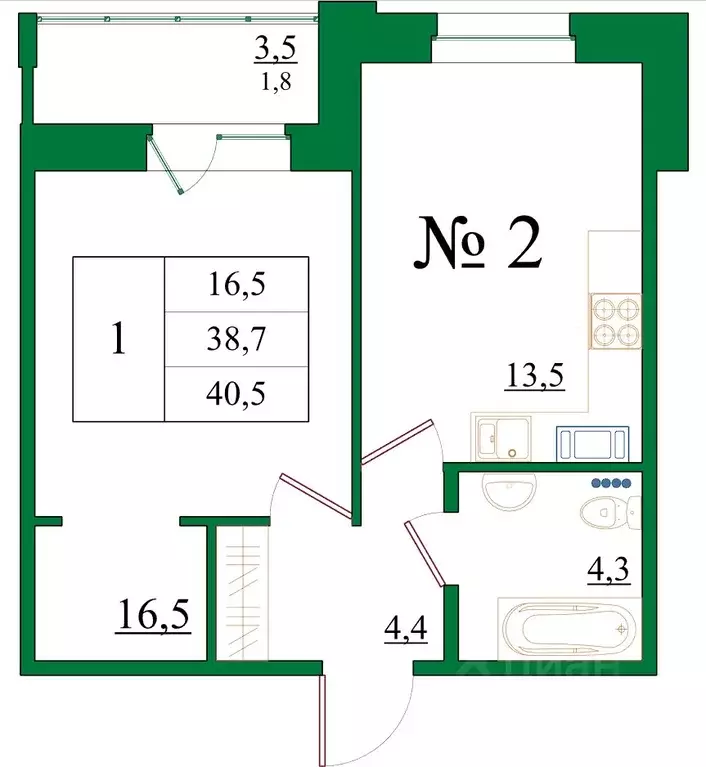 1-к кв. Ленинградская область, Гатчина Въезд мкр,  (40.5 м) - Фото 0