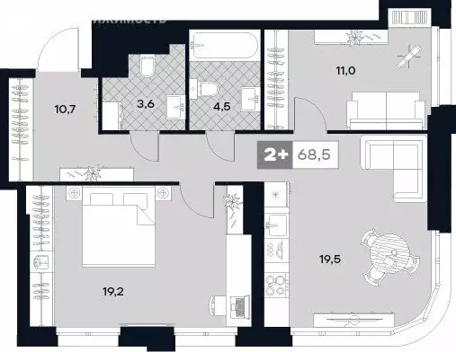 2-комнатная квартира: Москва, Лодочная улица, 27к2 (68.5 м) - Фото 0