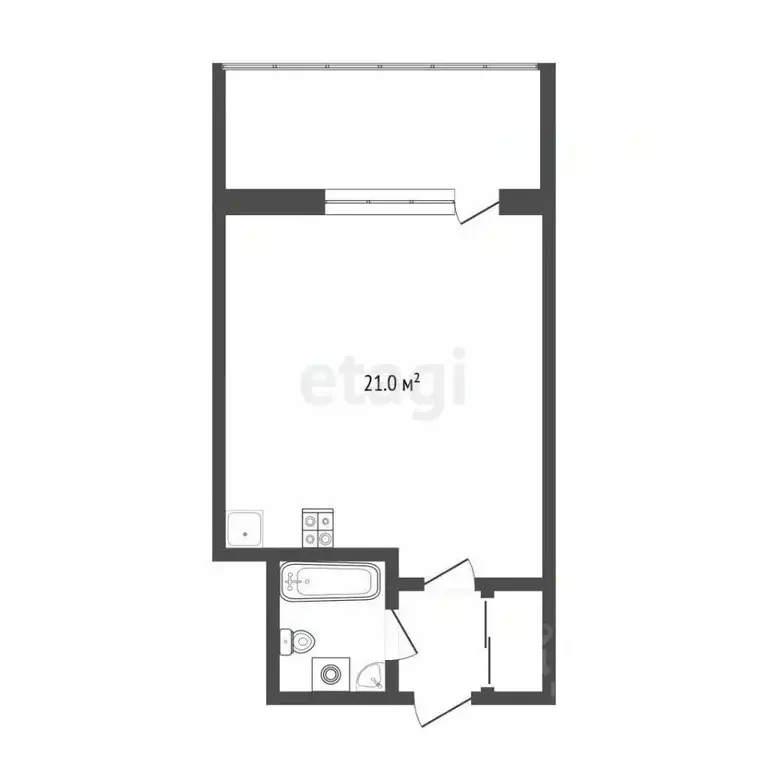 Студия Тюменская область, Тюмень Харьковская ул., 85а (21.0 м) - Фото 2