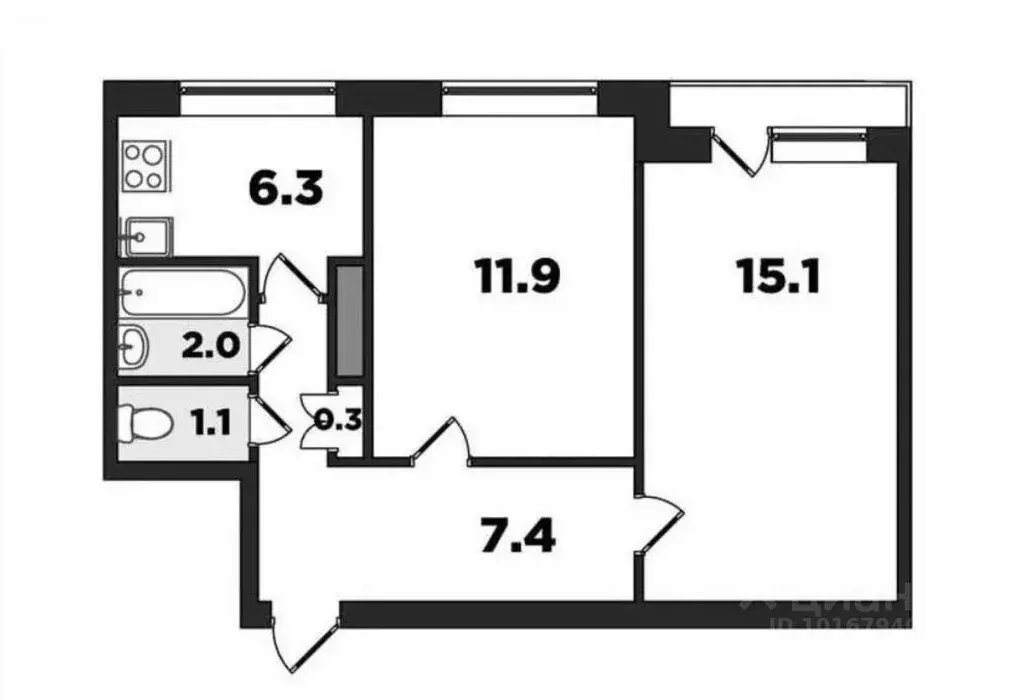 2-к кв. Санкт-Петербург ул. Композиторов, 33/5 (44.4 м) - Фото 0