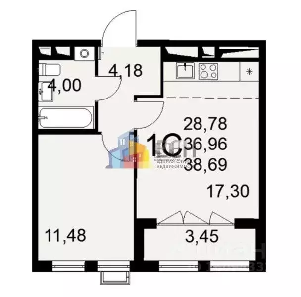 1-к кв. Тульская область, Тула ул. Федора Смирнова, 2к1 (38.69 м) - Фото 2