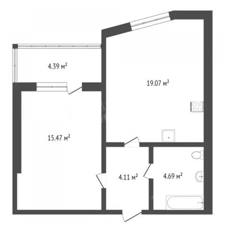 1-к кв. Тюменская область, Тюмень ул. Мельникайте, 150 (44.0 м) - Фото 2