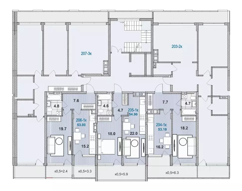 1-к кв. Калининградская область, Зеленоградск ул. Гагарина, 87 (53.0 ... - Фото 2