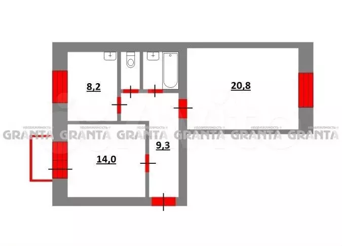 2-к. квартира, 58,5 м, 2/5 эт. - Фото 0