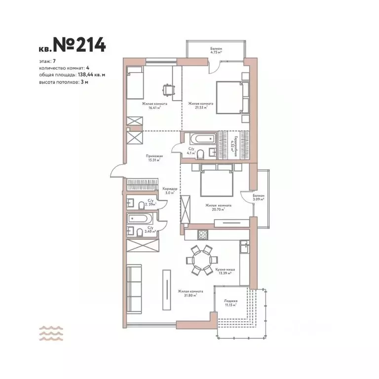 4-к кв. Новосибирская область, Новосибирск Дачное ш., 12Г (138.96 м) - Фото 0