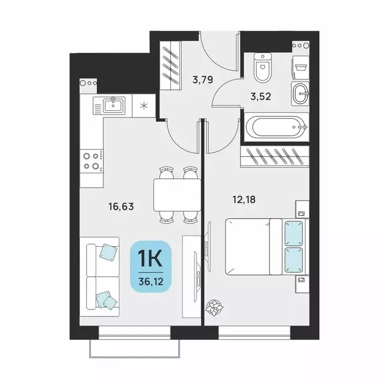 1-комнатная квартира: Астрахань, Советский район (36.94 м) - Фото 1