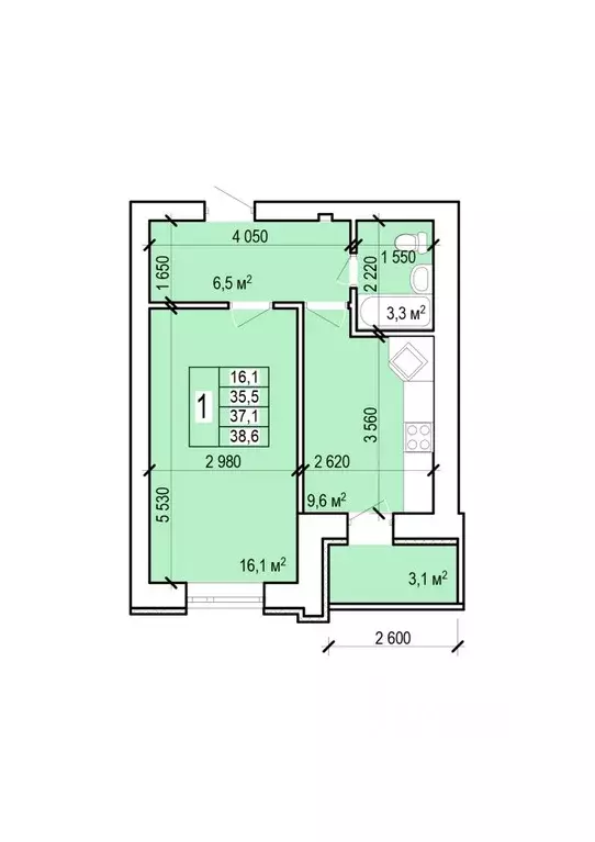 1-к кв. Саратовская область, Энгельс Новобазарная ул., 4 (38.6 м) - Фото 0