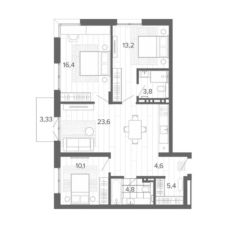 4-к кв. Алтайский край, Барнаул тракт Змеиногорский, 35Б (85.23 м) - Фото 0